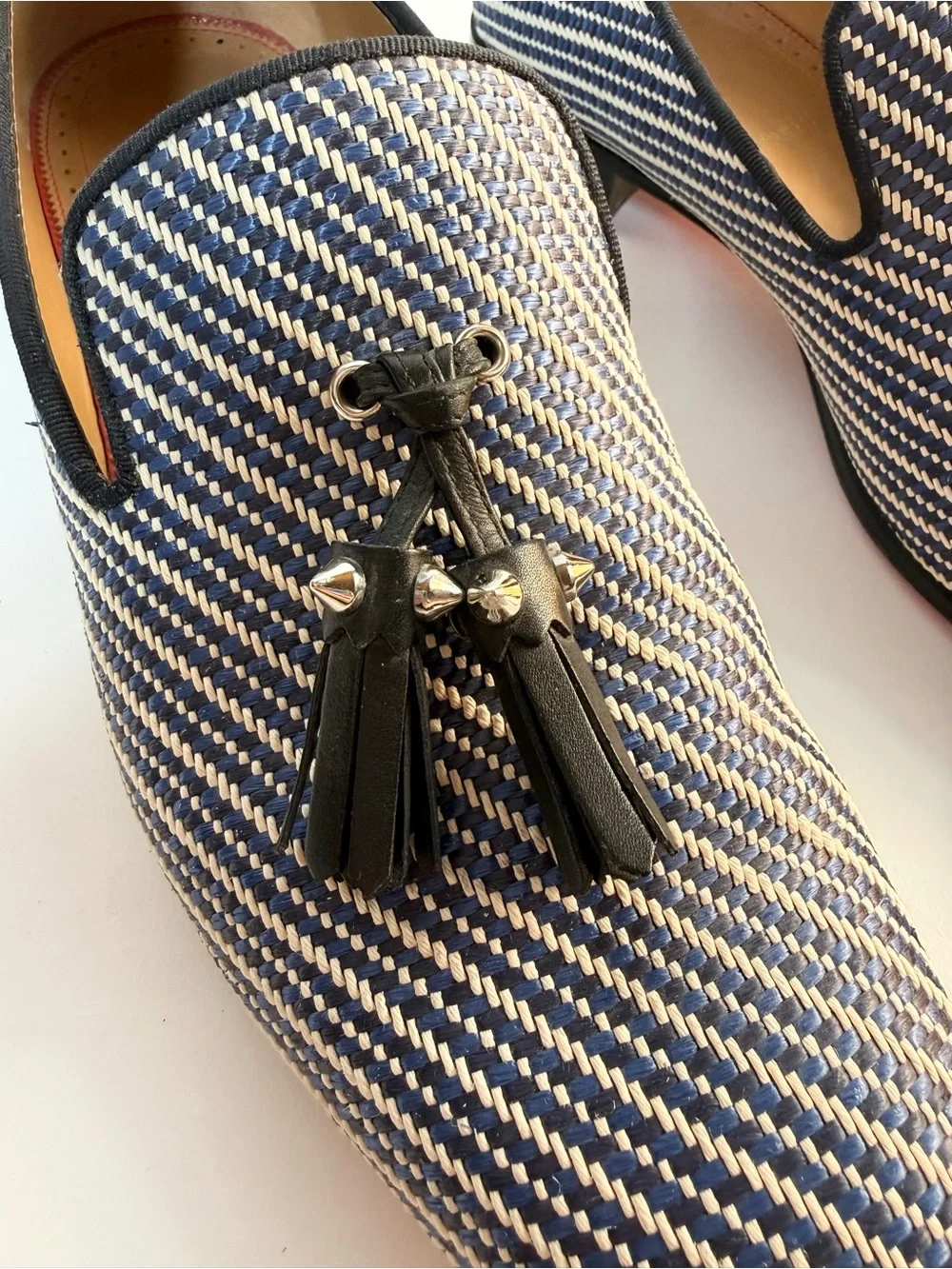 Christian Louboutin Blue Woven Tassel Loafers